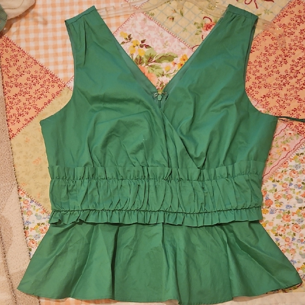 Express Emerald Green Sleeveless Peplum Blouse